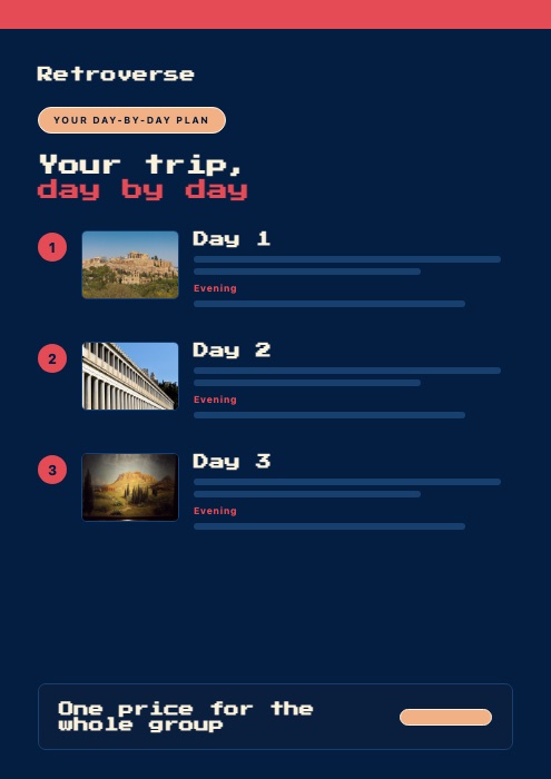 Example of the day-by-day plan we write for your group